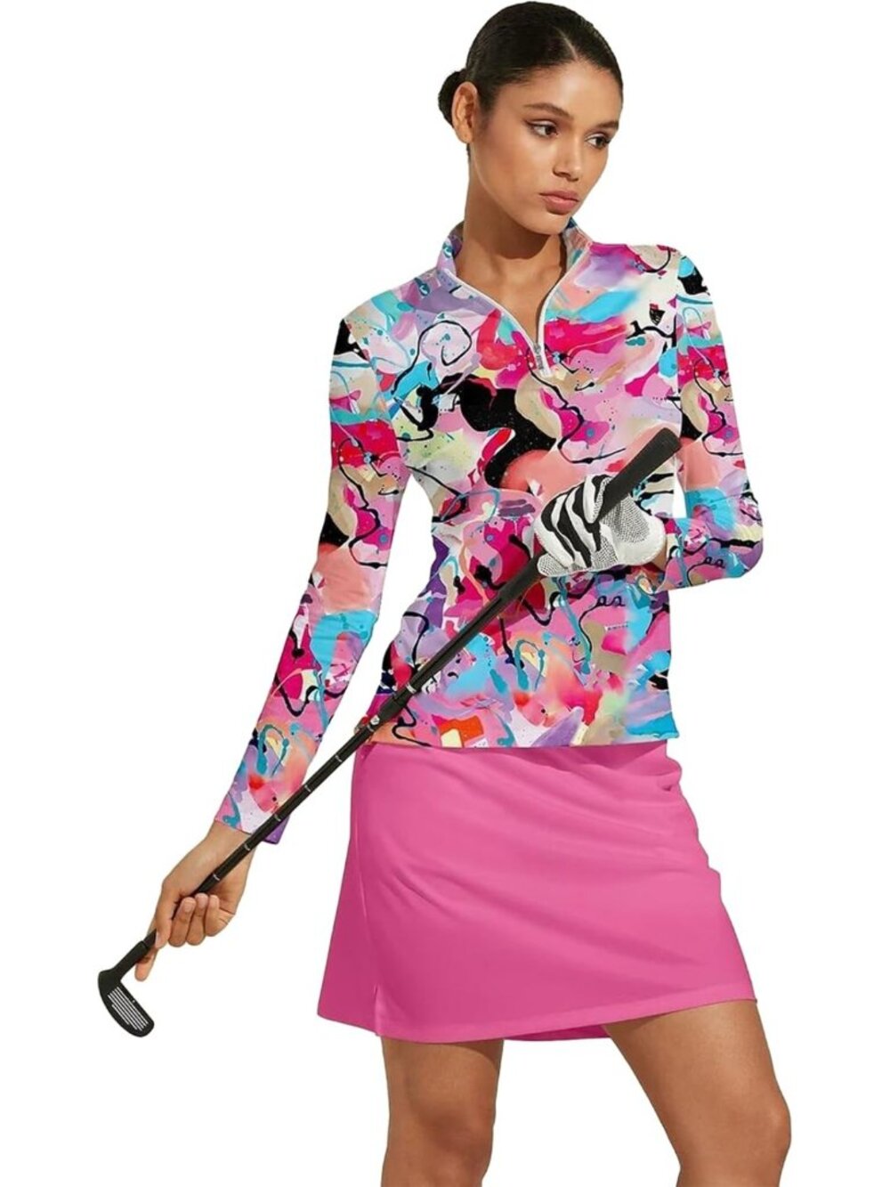 Stylish Women's Long Sleeve Golf Polo - Quarter Zip, UPF 50+, Athletic Workout